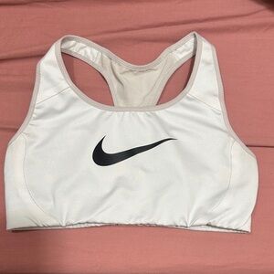 Nike Women's White Sports Bra with Black Logo